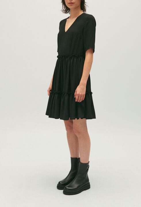 Kurzes Volant-Kleid schwarz