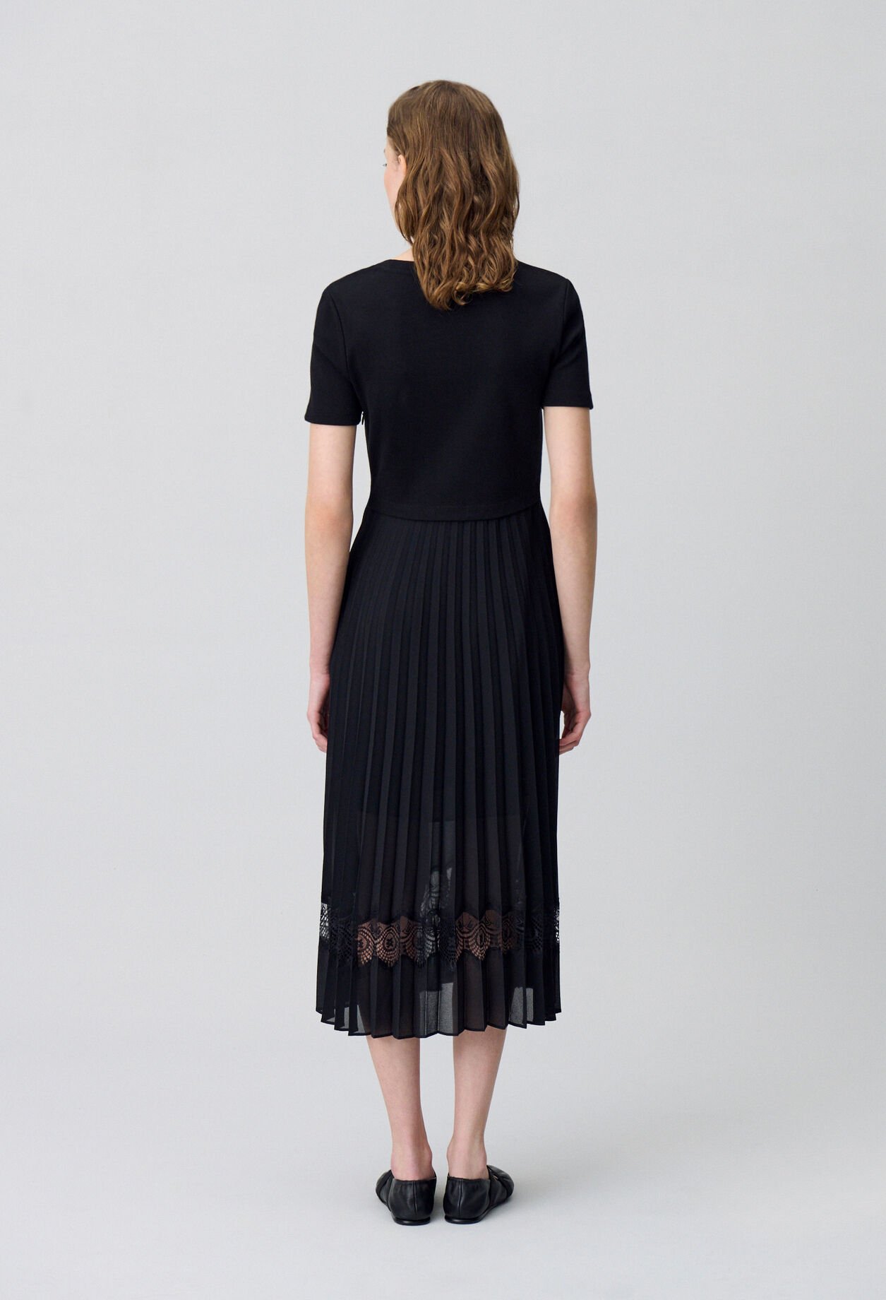 Twist Zweifarbige Midikleid  schwarz