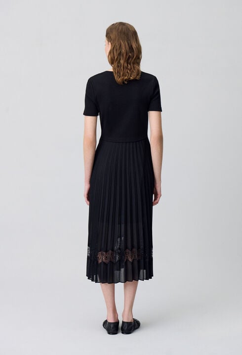 Twist Zweifarbige Midikleid  schwarz