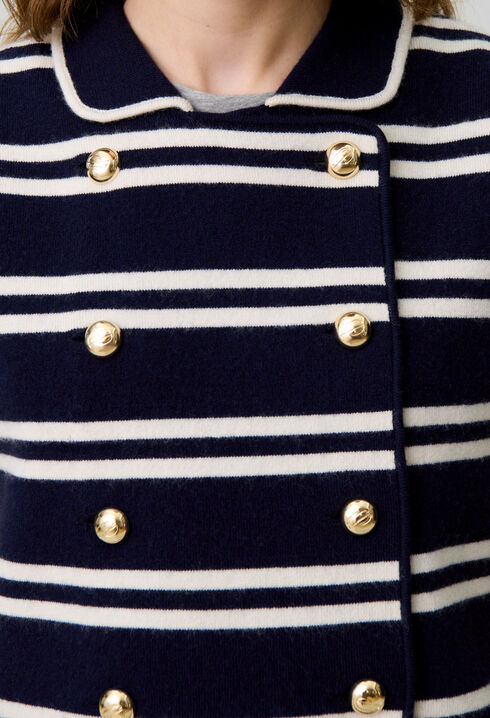 Ärmellose gestreifte Strickjacke