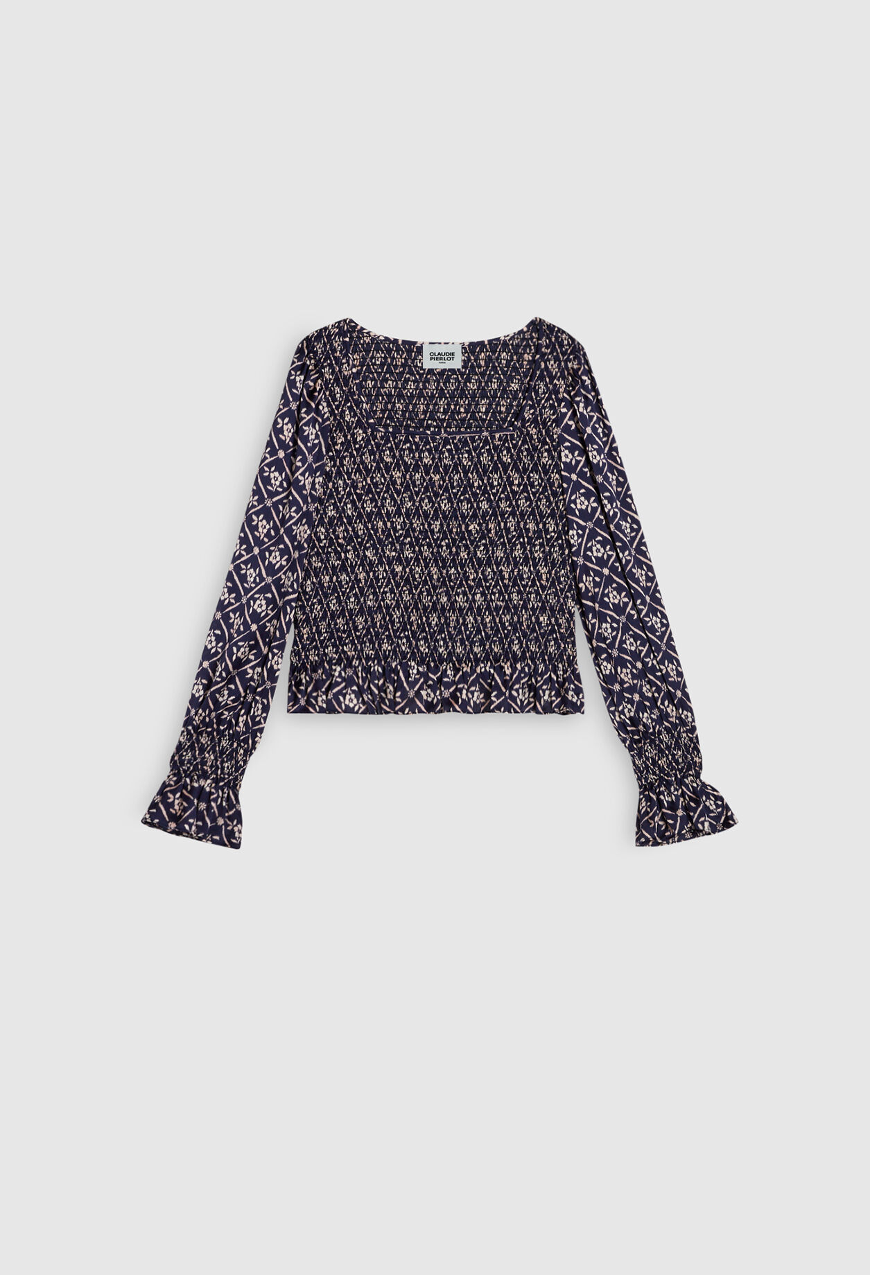 Bluse mit Printmotiv, Carré-Ausschnitt