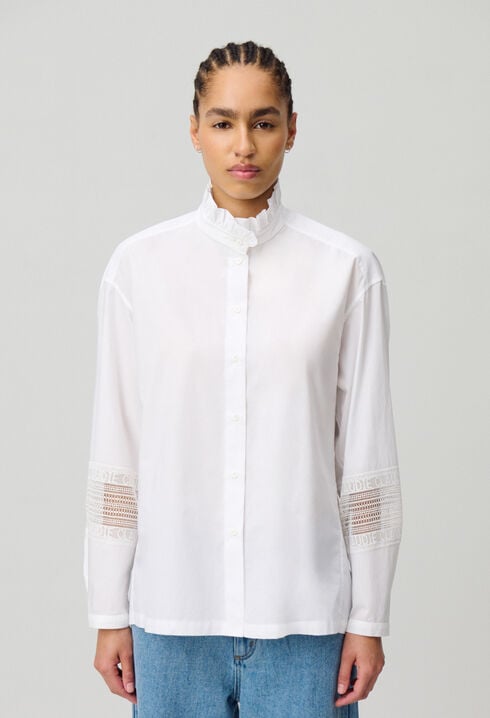 Baumwollbluse mit Rüschenkragen