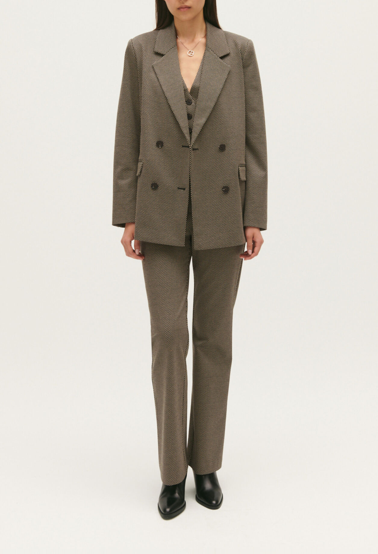 Schokoladenbrauner Hahnentritt-Blazer