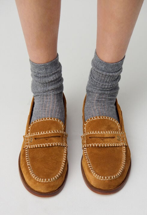 Wildleder-Mules mit Monogramm