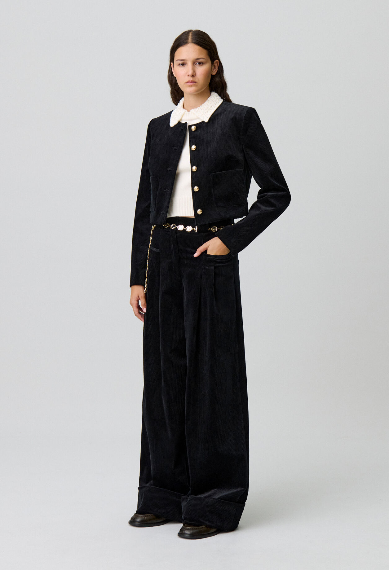 Kurze Boxjacke aus Samt
