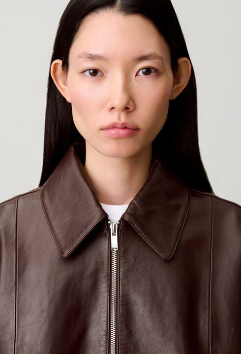 Casual-Blouson aus Glanzleder