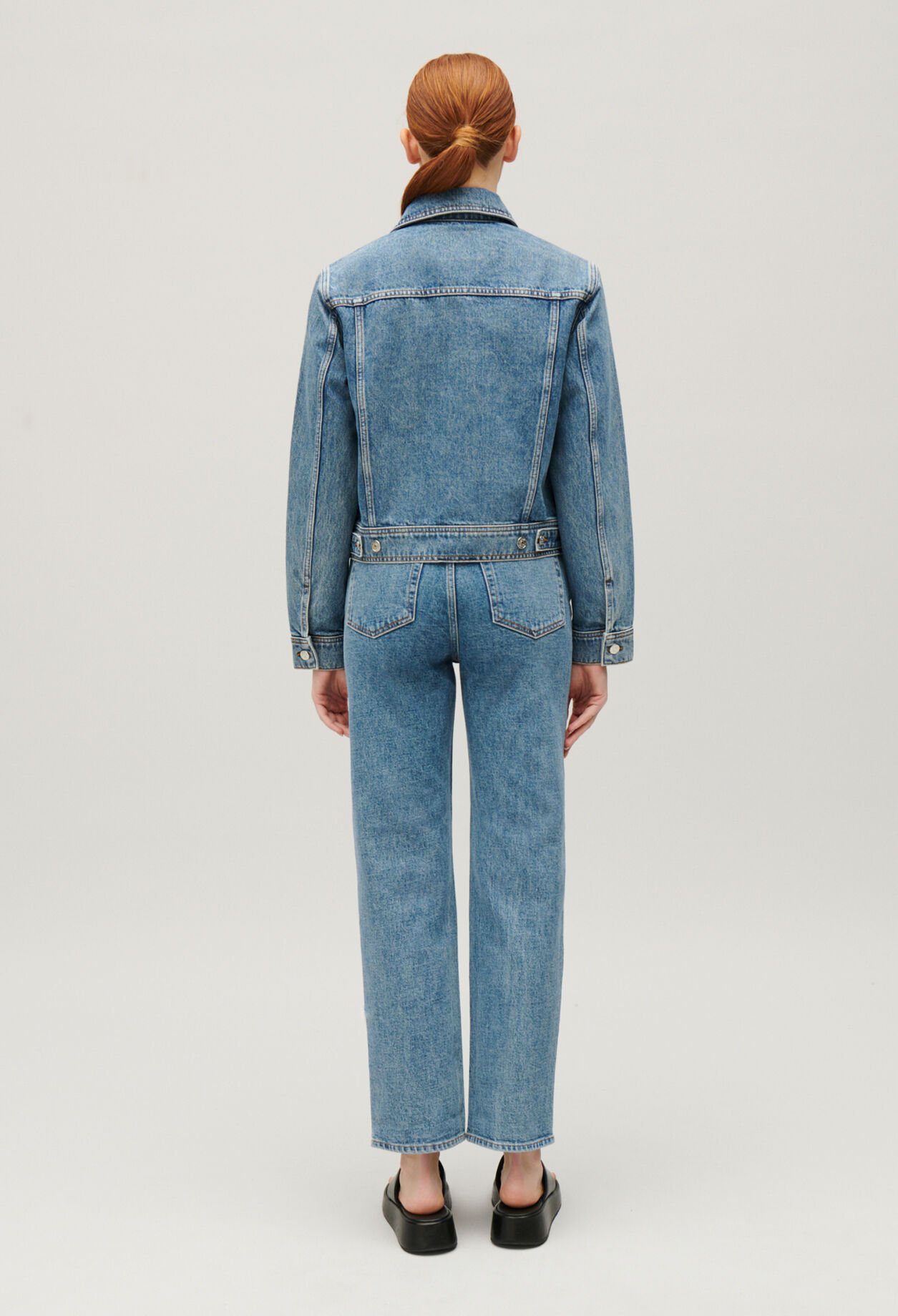 Gerade geschnittene Jeansjacke Blau