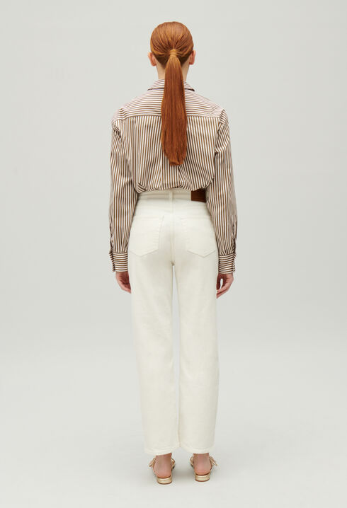 Gerade geschnittene Cargo-Jeans in Ecru