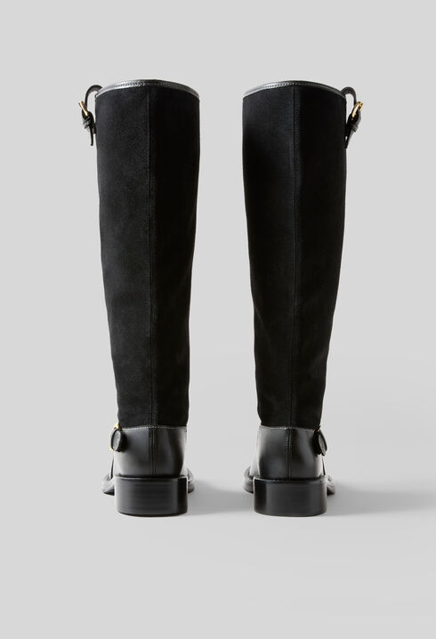 Halbhohe Wildlederstiefel Schwarz