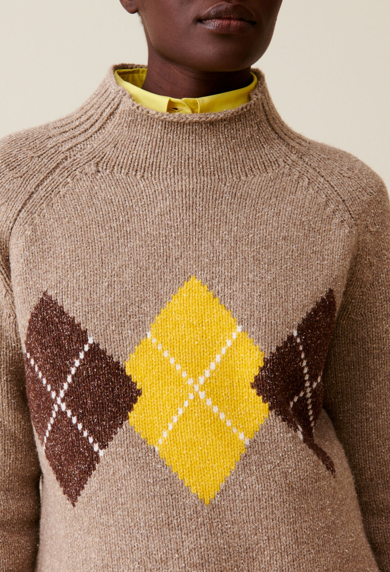 Oversized Pulli mit Kragenmuster