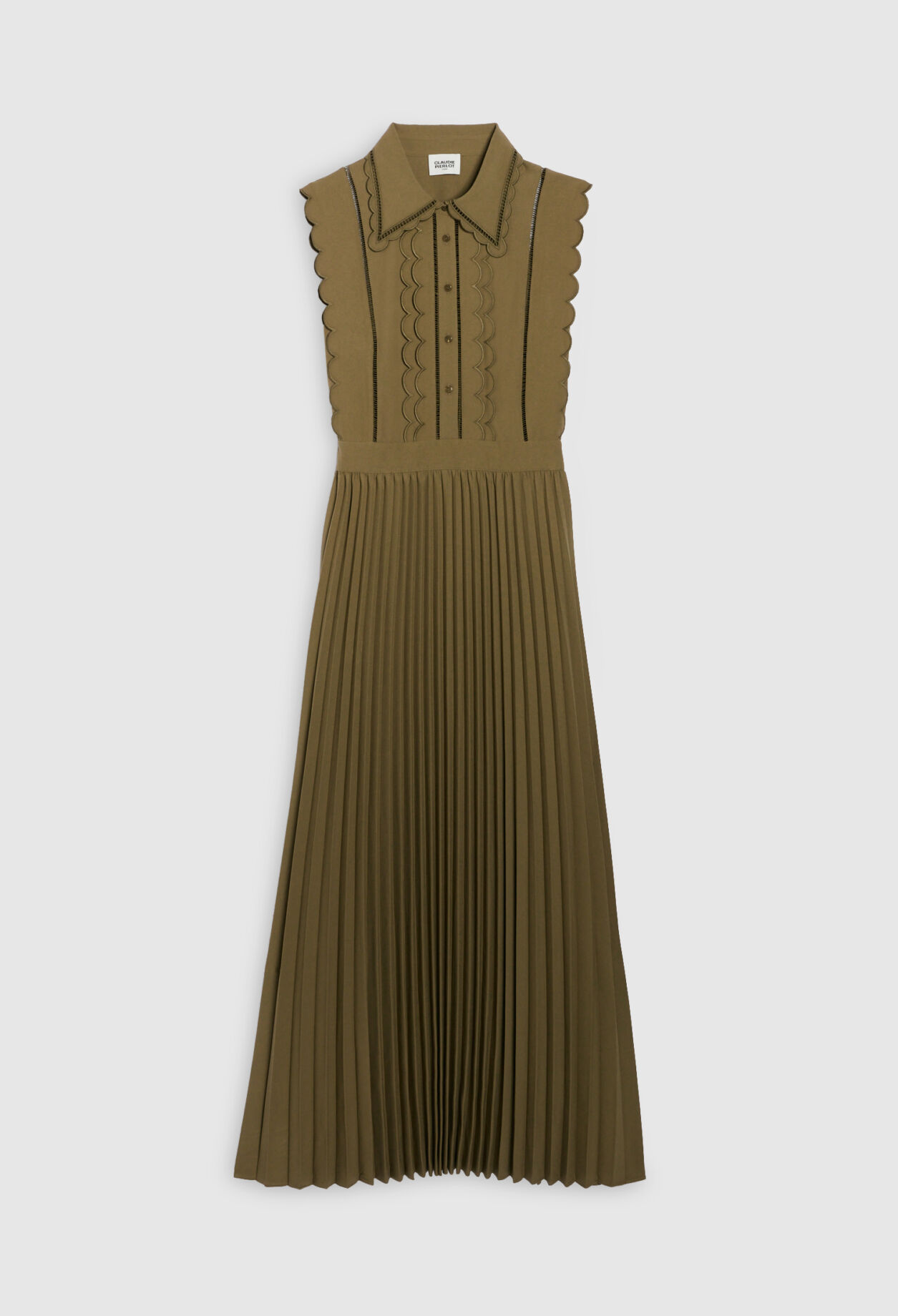 Langes fließendes Kleid in Khaki