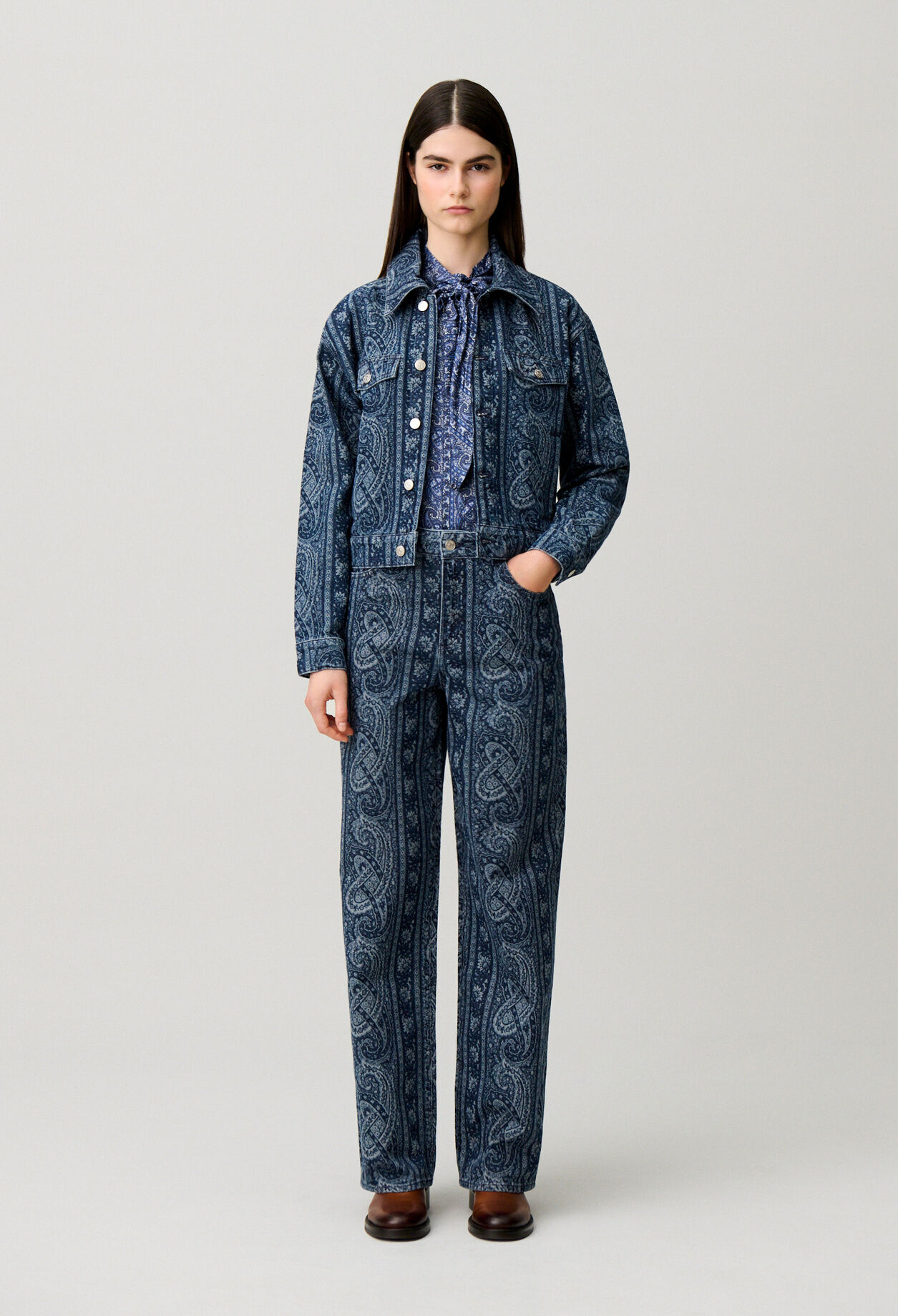 Gerade Denim-Jeans mit Print