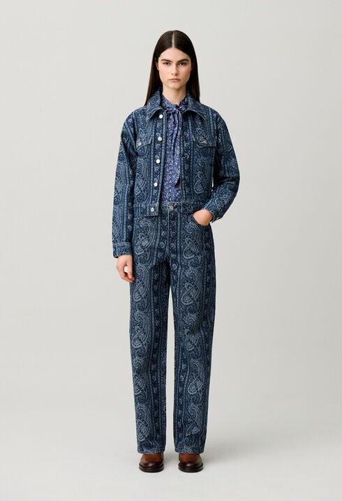Gerade Denim-Jeans mit Print