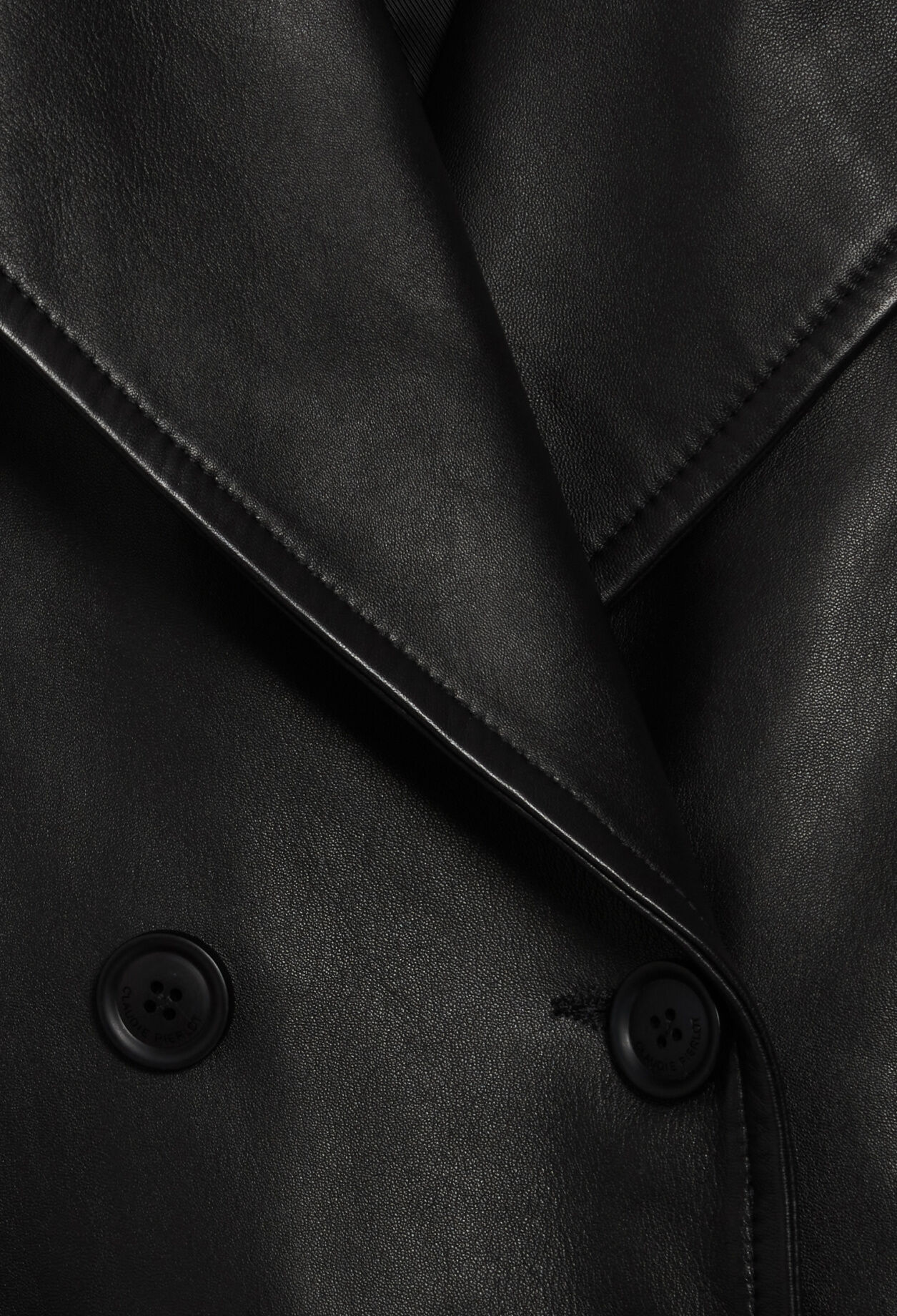 Trenchcoat aus Öko-Glattleder marineblau