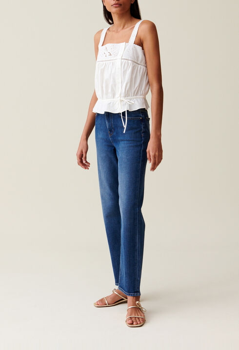 Besticktes Ecru-Top