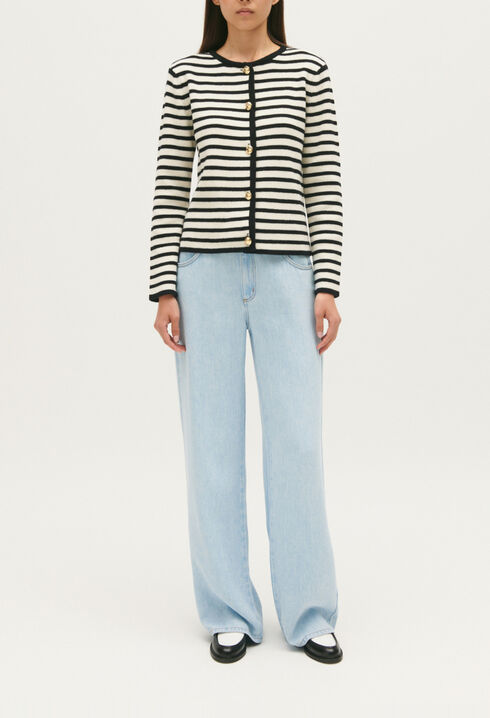 Zweifarbig gestreifter Cardigan 