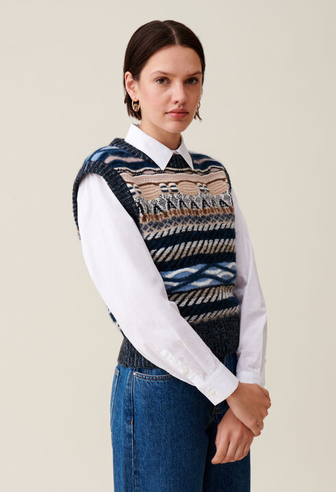 Ärmelloser Pullover Musterstreifen