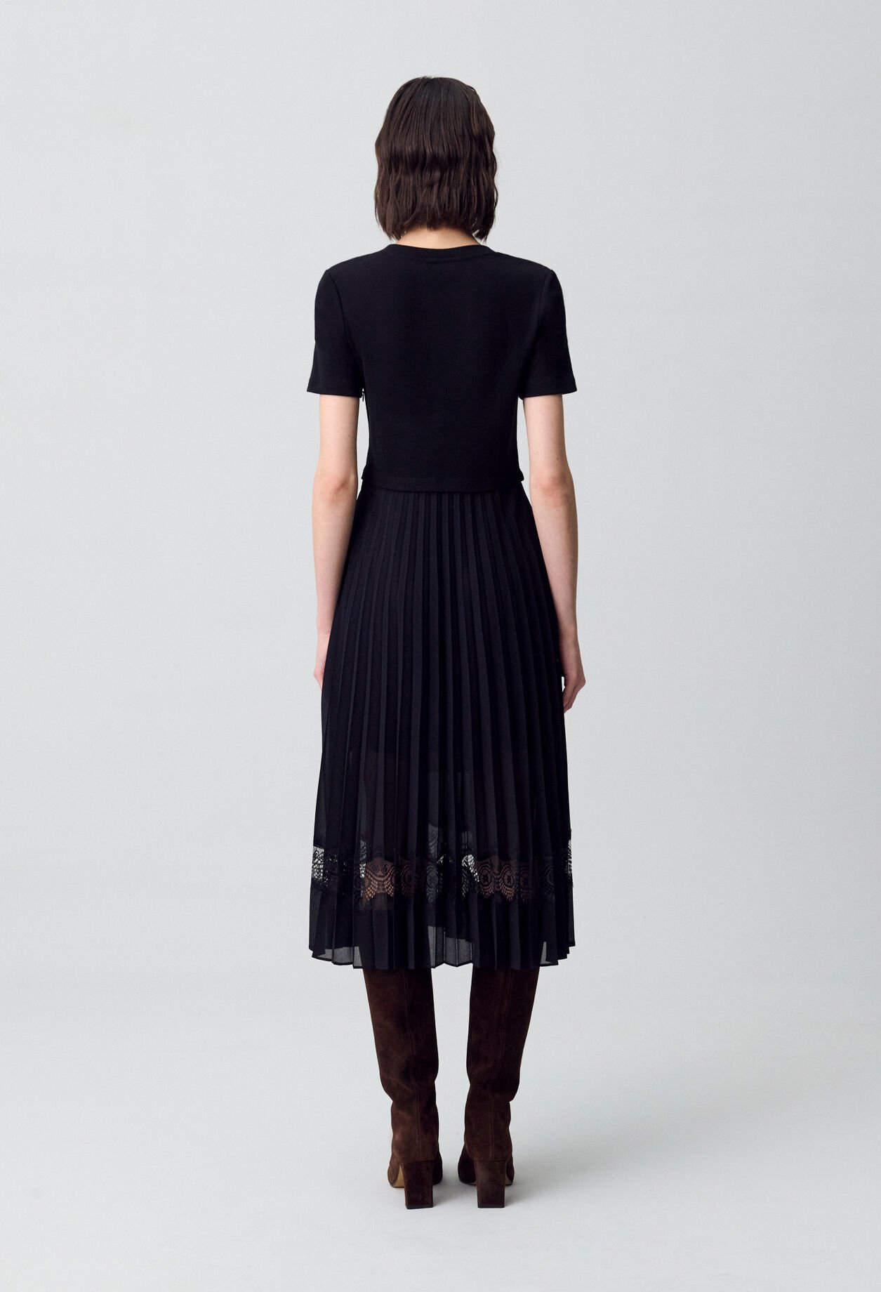 Twist Zweifarbige Midikleid  schwarz