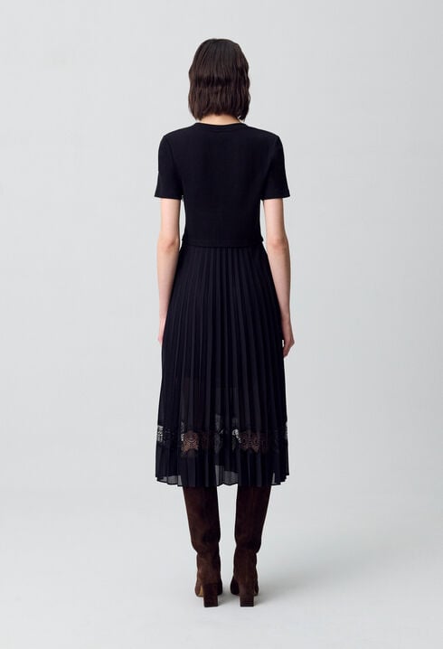 Twist Zweifarbige Midikleid  schwarz