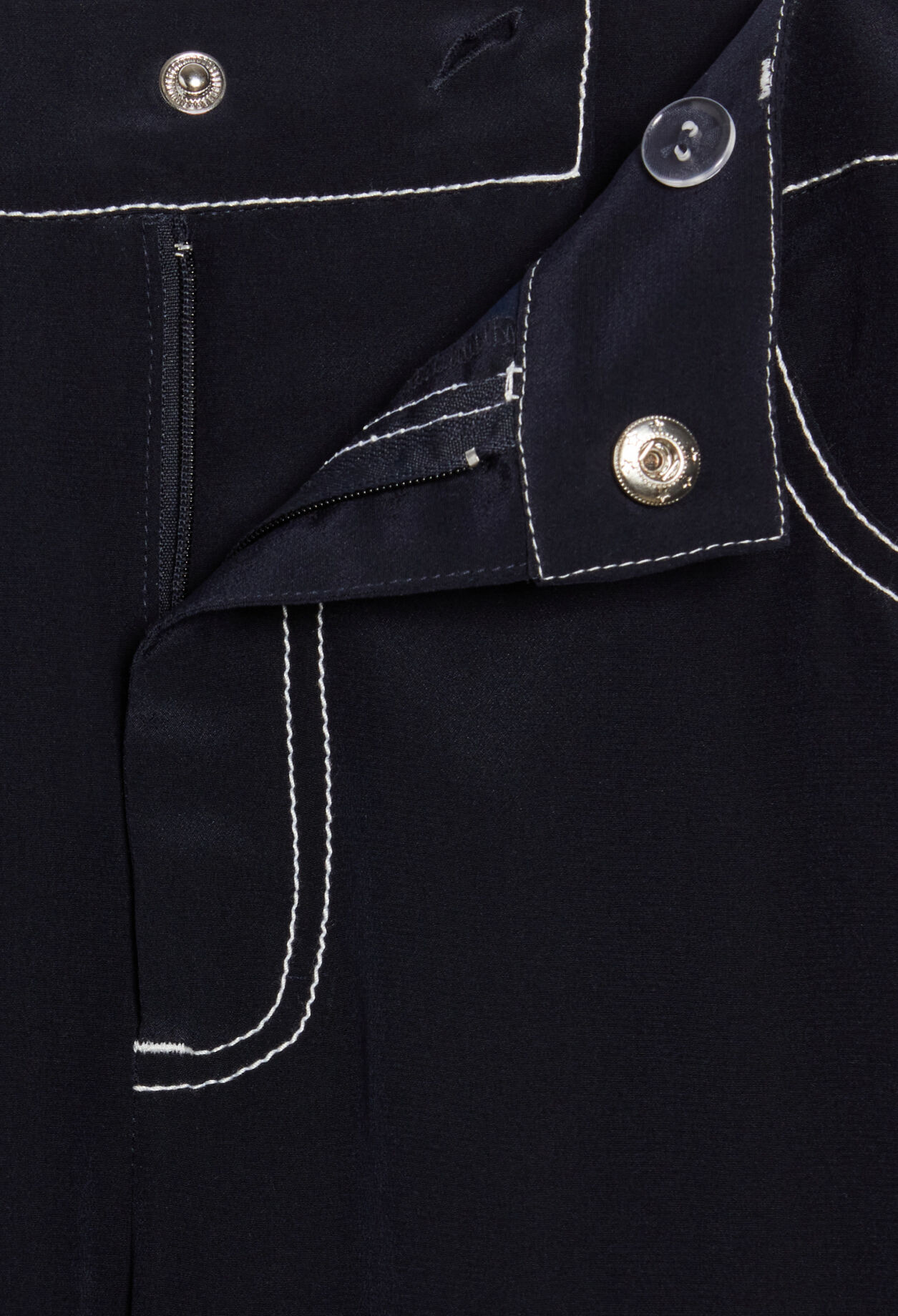 Lange gerade Hose blaue Seide
