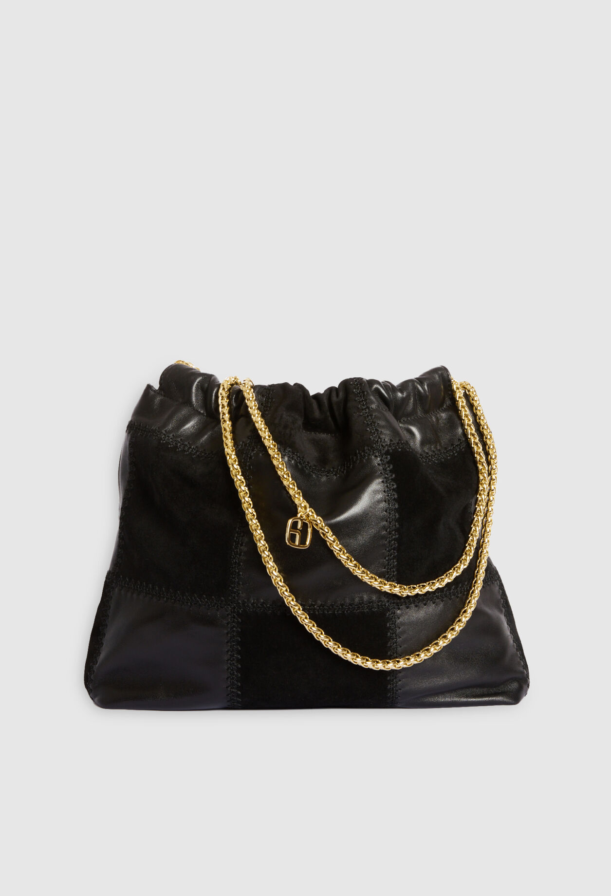 Schwarze Beuteltasche Leder
