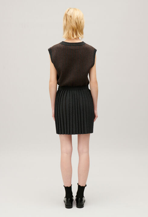 Kurzer Faltenrock, grau meliert