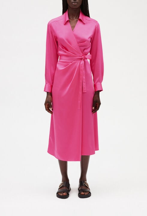 Halblanges Wickelkleid, rosa 
