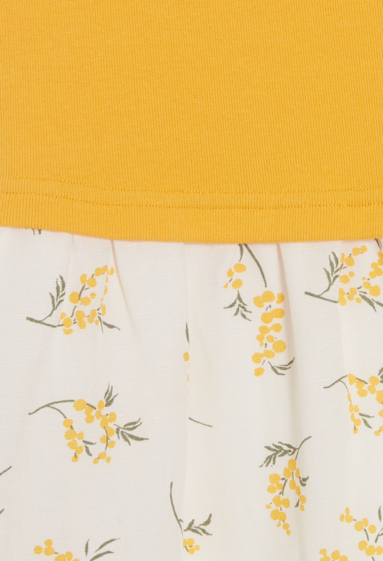 Halblanges Bimaterial-Kleid, Mimose