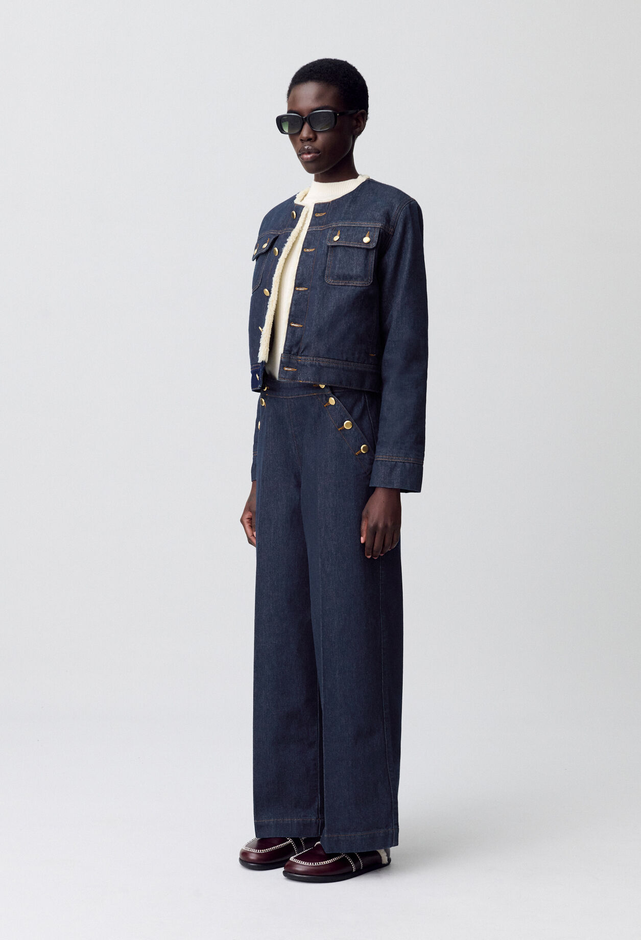 Jeansjacke mit Kunstfell