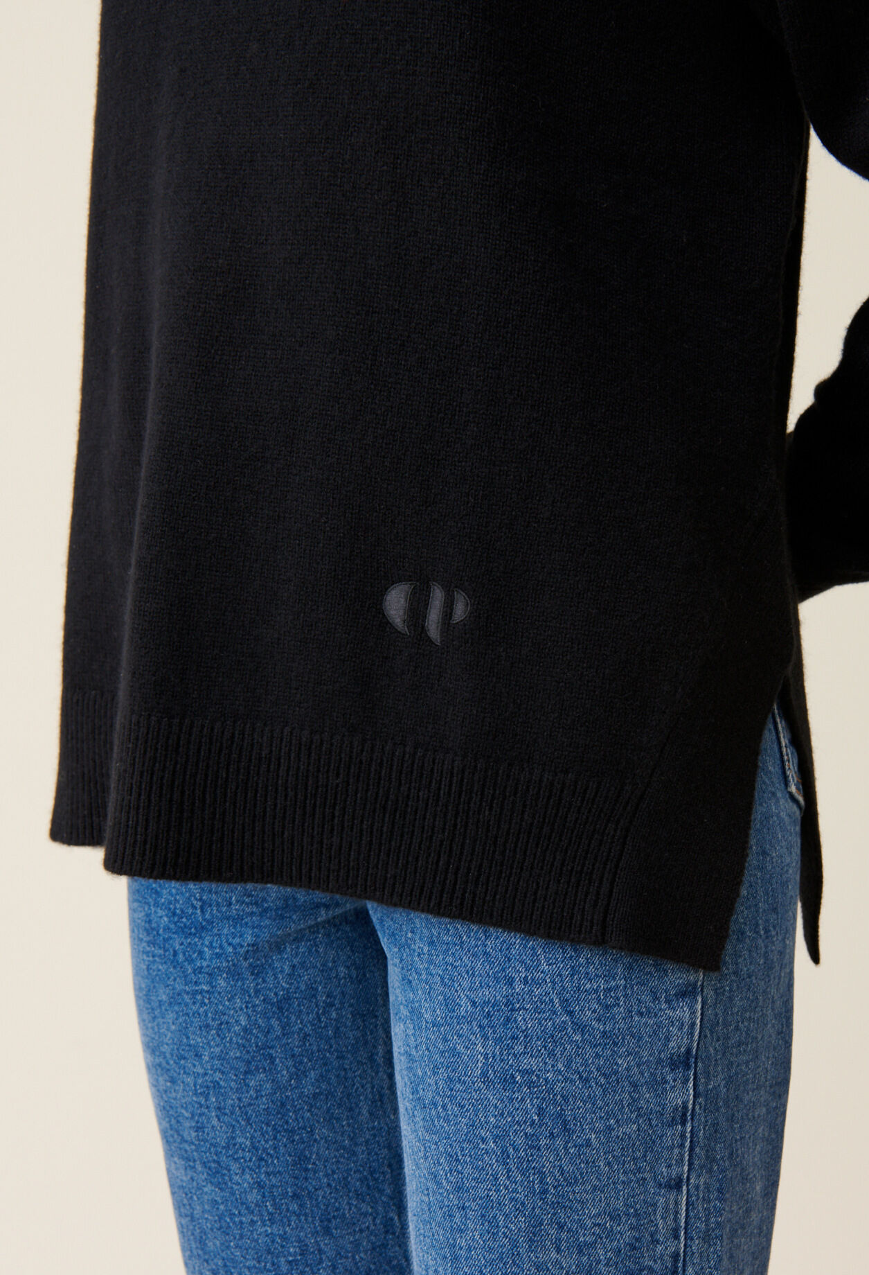 Pullover aus Kaschmir schwarz Stehkragen