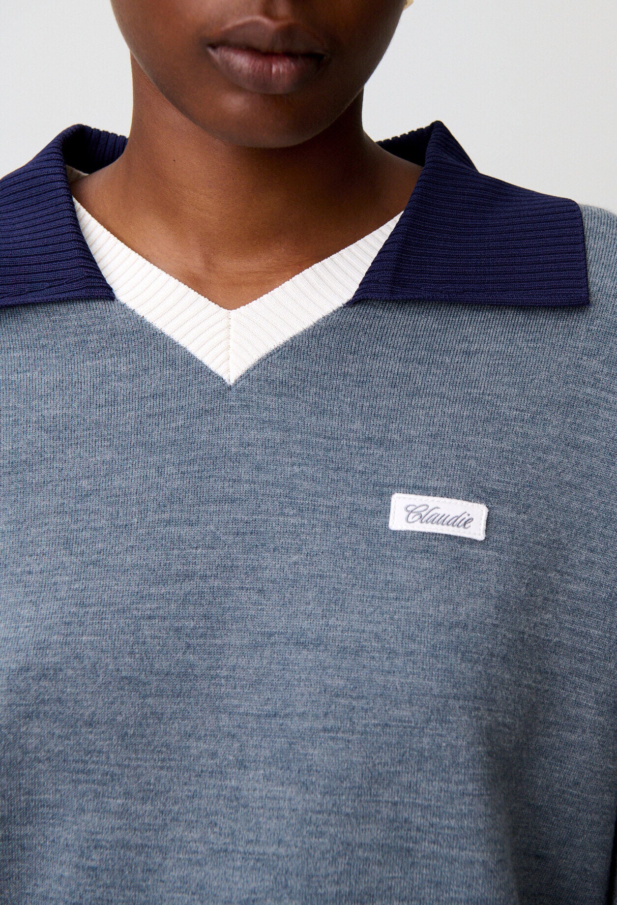 Pullover mit Kontrast-Doppelkragen