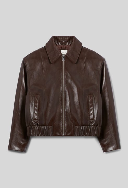 Casual-Blouson aus Glanzleder