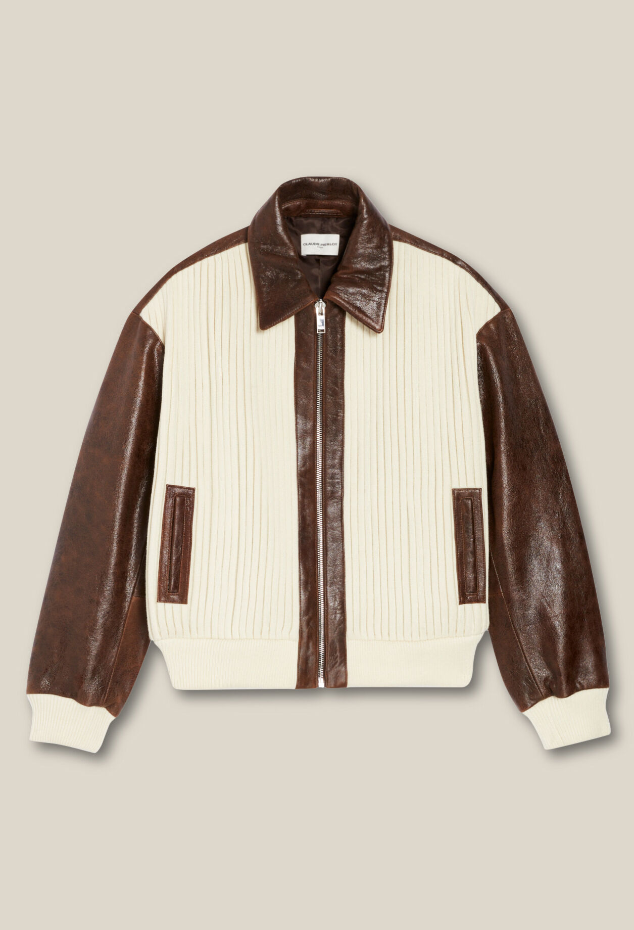 Braune Bomberjacke aus Materialmix