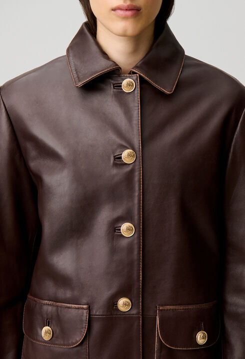 Mittellange weite Lederjacke