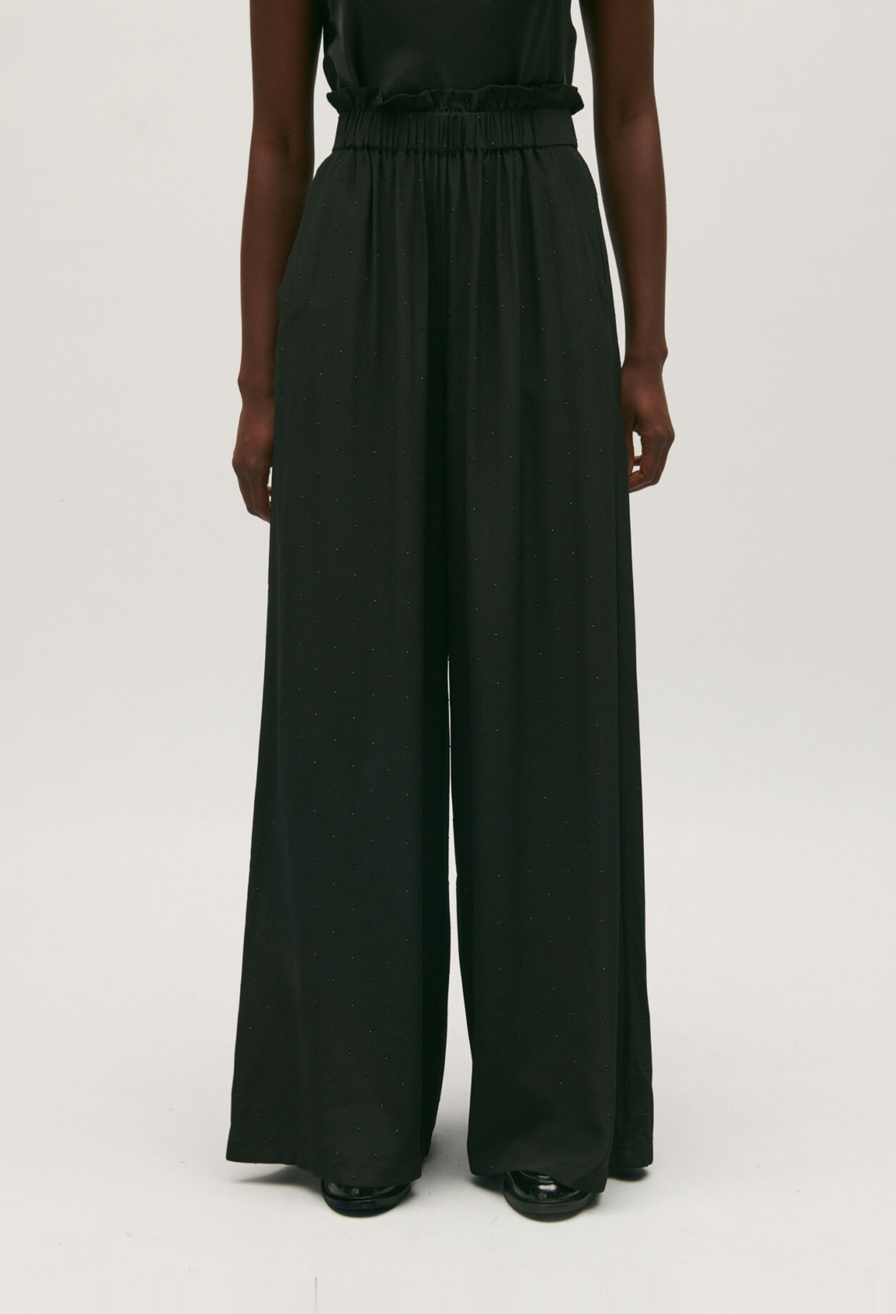 Fließende Strass-Hose schwarz