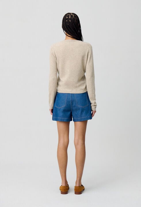 Wollcardigan mit CP-Stickerei