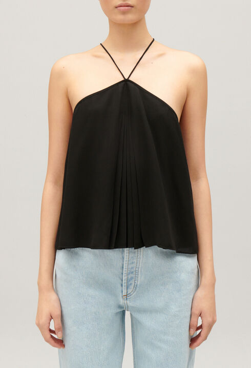 Bustier-Top mit Tr&auml;gerb&auml;ndern Schwarz