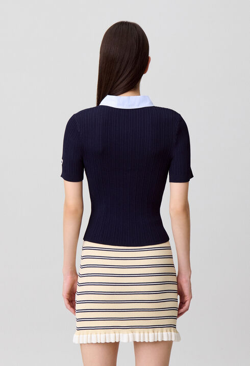 Gestreifter Cardigan, Materialmix