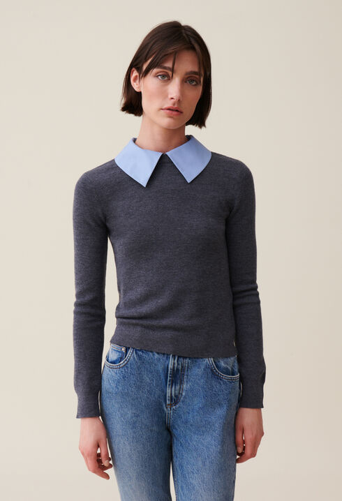Pullover mit abnehmbarem Kragen