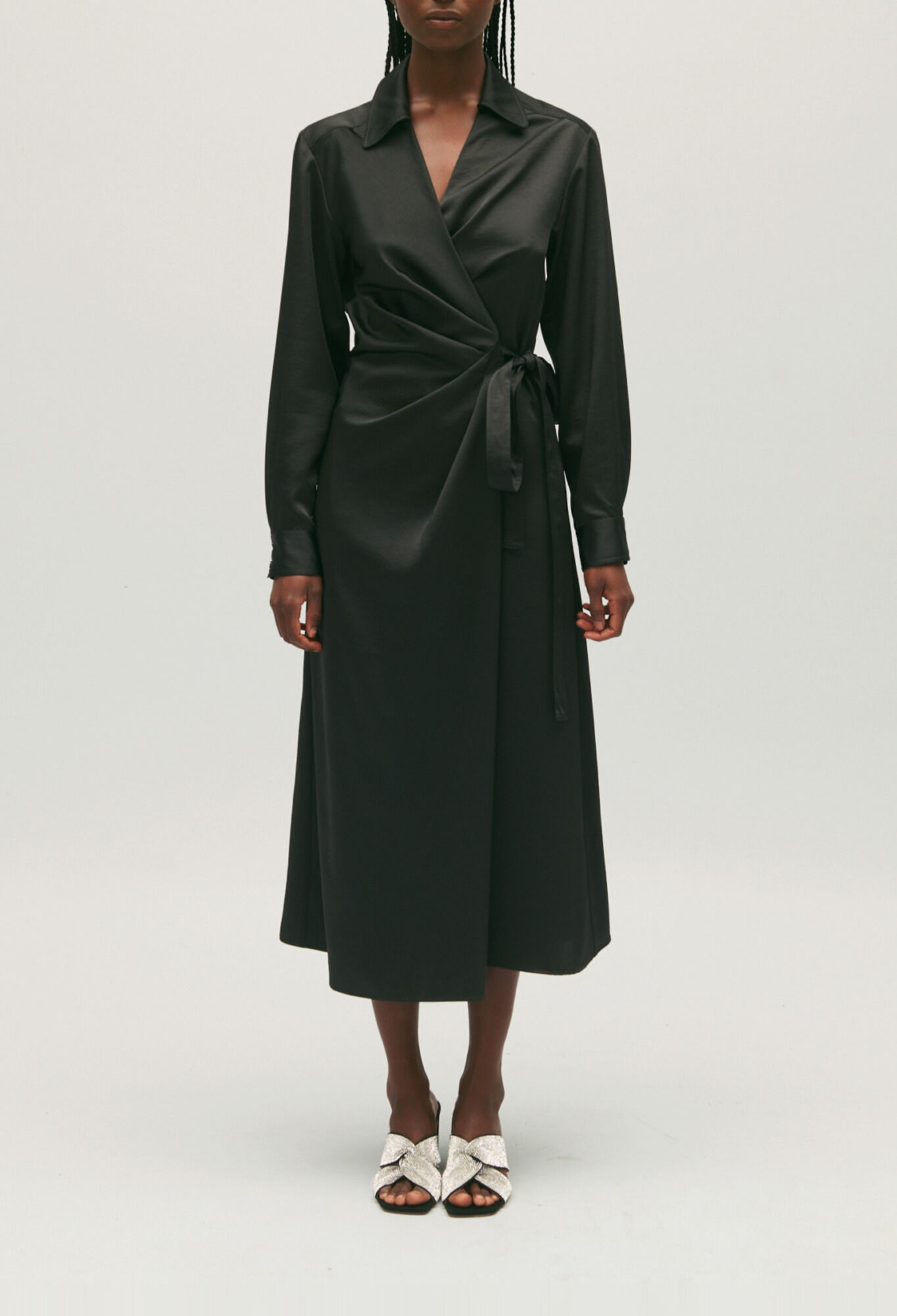 Schwarzes wickelkleid midi clearance