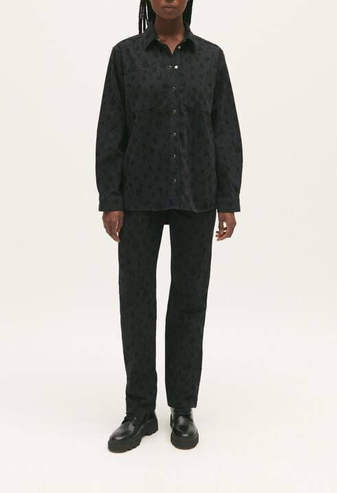Jeans-Oberhemd mit Herzchen-Print
