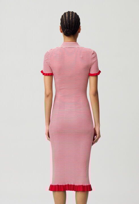 Langes gestreiftes Strickkleid