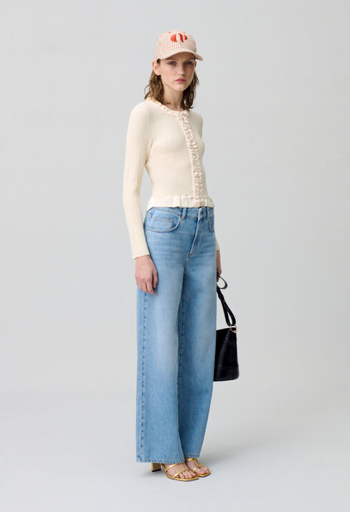 Feinstrick-Cardigan mit Knopfleiste
