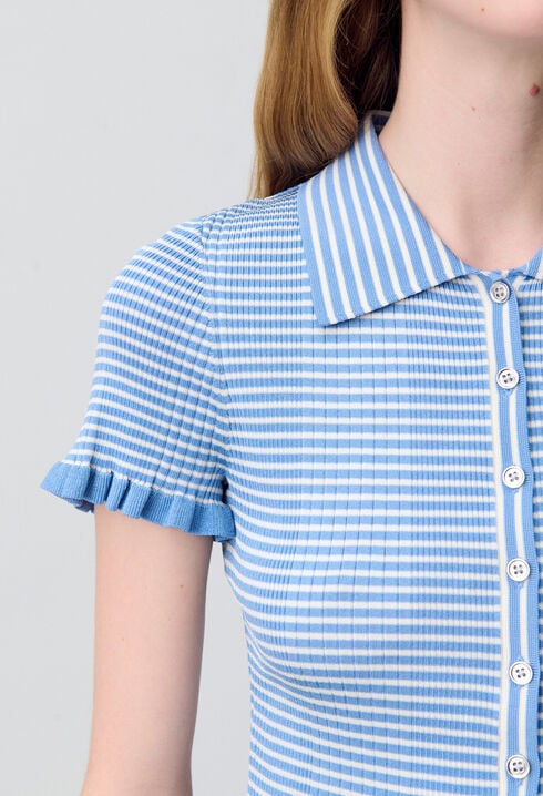 Gestreiftes Poloshirt mit Knöpfen
