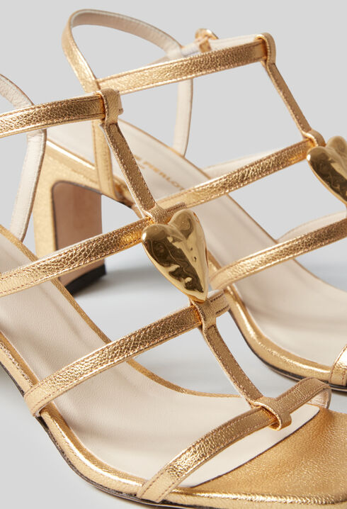 Leder-High-Heels Sandalen