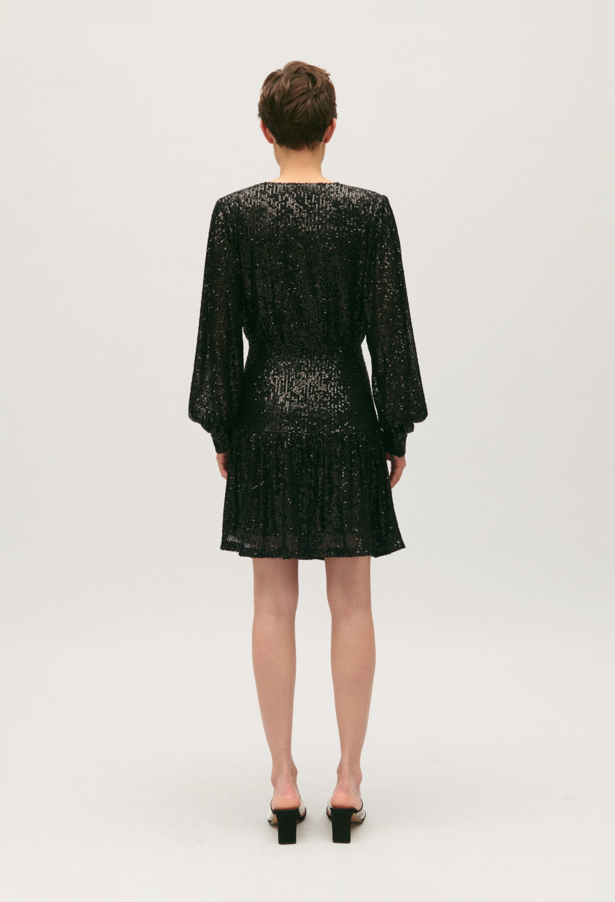 Kurzes Pailletten-Kleid schwarz