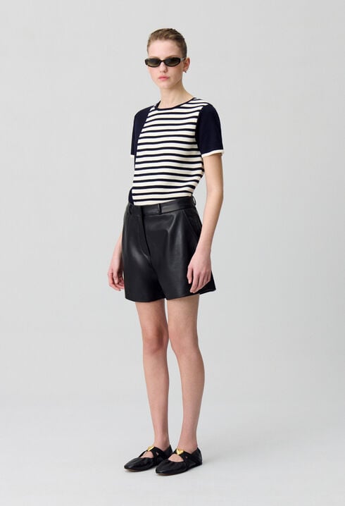 Schwarze Leder-Shorts 