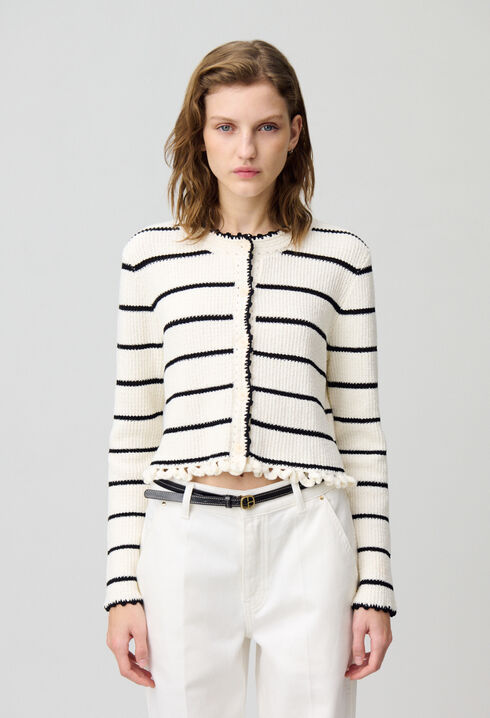 Feinstrick-Cardigan mit Streifen