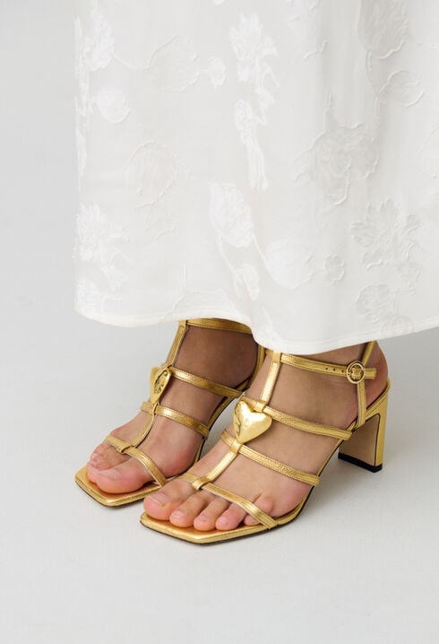 Leder-High-Heels Sandalen