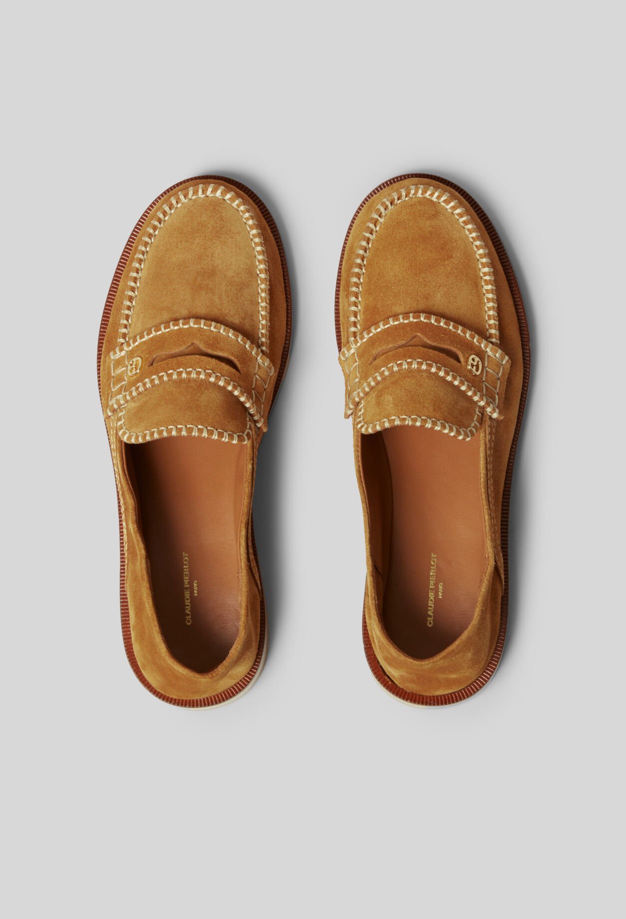Wildleder-Mules mit Monogramm